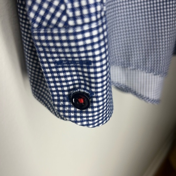 Twillory SafeCotton Navy/White Gingham Button Down Long Sleeve 17 34/35 Tailored - Picture 11 of 16